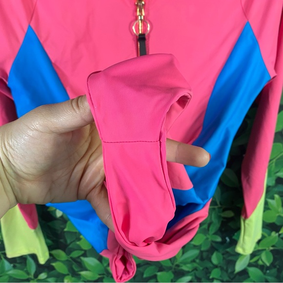 Aviator Nation Pink Blue Color Block Surf Suit Rash Guard Swimsuit Swim Size XL - Picture 11 of 14